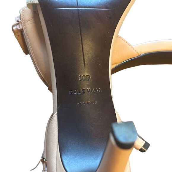Cole Haan Women‎ Size 10B Nude Leather Ankle Strap Stiletto Sandals Heels - Picture 7 of 8
